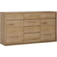 Sholka Wooden Wide Sideboard With 2 Doors And 6 Drawers In Oak
