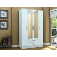 Birlea Lynx White 4 Door 2 Drawer Mirrored Large Wardrobe