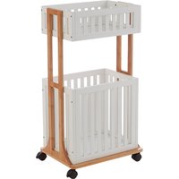 Nusakan Wooden 2 Tier Storage Trolley In White And Natural