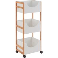 Nusakan Wooden 3 Tier Storage Trolley In White And Natural