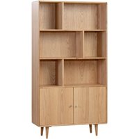 Javion Wooden Bookcase With 6 Shelves In Natural Oak