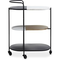 Cordue Black And White Marble Drinks Trolley With Black Frame