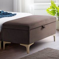Daley Truffle Velvet Blanket Box In Brown