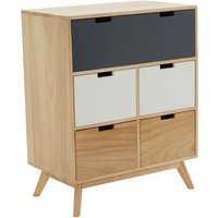 Inaja Wooden Chest Of 5 Drawer In Two Tone And Natural