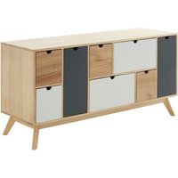 Inaja Wooden Chest Of 6 Drawer In Two Tone And Natural