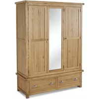 Birlea Woburn 3 Door 2 Drawer Oak Wooden Triple Wardrobe