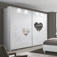 Sialkot Wooden Wardrobe With Mirror In Serigraphy White And LED