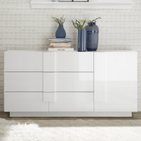 Jining High Gloss Sideboard With 1 Door 3 Drawers In White