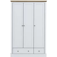 LPD Devon 3 Door 2 Drawer White and Oak Triple Wardrobe