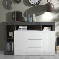 Hanmer White Gloss Sideboard With 2 Doors 3 Drawers In Oxide