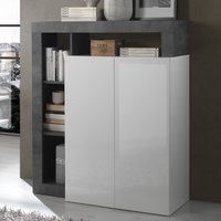 Hanmer White High Gloss Highboard With 2 Doors In Oxide