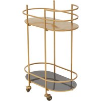 Koura Metal Rolling Drinks Trolley In Gold And Grey