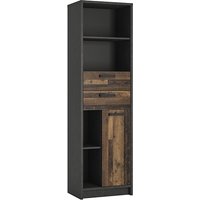 Beeston Wooden Bookcase With 1 Door 2 Drawers In Walnut