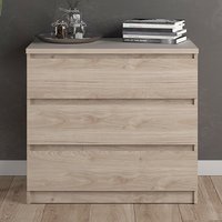 Nakou Wooden Chest Of 3 Drawers In Jackson Hickory Oak