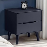 Abrina Wooden Bedside Cabinet With 2 Drawers - Anthracite
