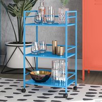 Cerritos Metal Drinks Serving Trolley With 3 Shelves In Blue