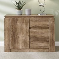 Caister Wooden Sideboard With 1 Door 3 Drawers In Grey Oak