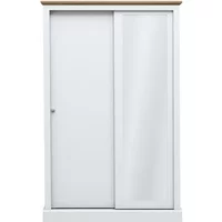 LPD Devon White and Oak Sliding Door Mirrored Double Wardrobe