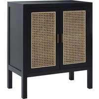 Corson Cane Rattan Wooden Sideboard With 2 Doors In Black