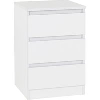 Mcgowan Wooden Bedside Cabinet In White With 3 Drawers