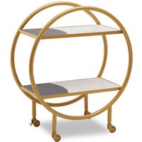 Arenza Two Tone Marble Shelves Drinks Trolley With Gold Frame