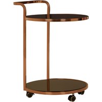 Orion Black Glass 2 Tier Drinks Trolley With Rose Gold Frame