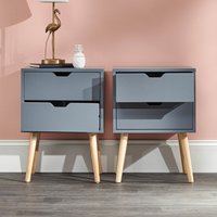 Niceville Dark Grey Wooden Bedside Cabinets In Pair