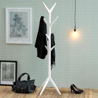 Acosta Wooden Coat Hanger Stand In White