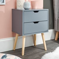 Niceville Wooden Bedside Cabinet With 2 Drawers In Dark Grey
