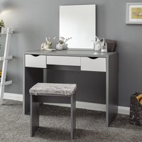 Elstow Wooden Dressing Table Set In Grey And White