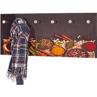 Tahoe Glass Wall Hung 6 Hooks Coat Rack In Spices Print