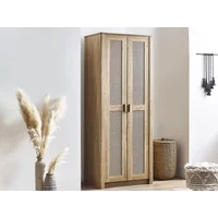 Julian Bowen Sydney Oak and Rattan Effect 2 Door Wardrobe