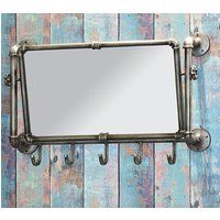 Learo Metal Wall Hung Coat Rack With Mirror In Anthracite