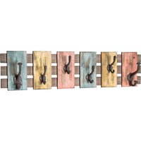 Learo Wooden Wall Hung Coat Rack In Colourful Vintage Effect