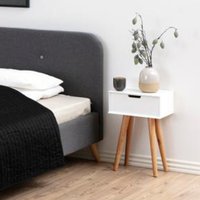 Mulvane Wooden Bedside Cabinet With Oak Legs In White