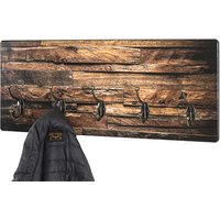 Haute Wooden Wall Hung 5 Hooks Coat Rack In Parquet Print