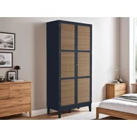 LPD Bordeaux Rattan and Blue 2 Door Double Wardrobe