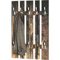 Lisboa Wooden Wall Hung 8 Hooks Coat Rack In Parquet Print