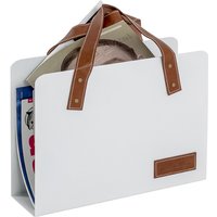 Lethbridge Metal Magazine Rack In White And Brown