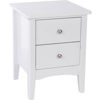 Kamuy Wide Wooden Bedside Cabinet With 2 Drawers In White