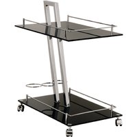 Bethesda Glass 2 Shelves Serving Trolley In Black