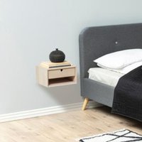 Canton Small Wooden Wall Hung Bedside Cabinet In White Oak