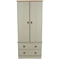 Core Corona Compact Grey and Waxed Pine 2 Door 2 Drawer Wardrobe