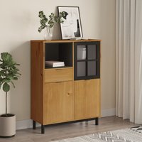 Buxton Wooden Highboard With 2 Doors 1 Drawer In Brown Black