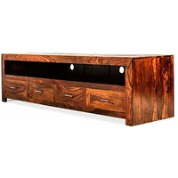 Archers Santa Clara 4 Drawer Acacia Wooden Long TV Cabinet Assembled