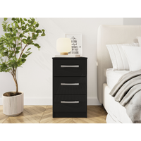 Birlea Lynx 3 Drawer Bedside Black Bedside Chest