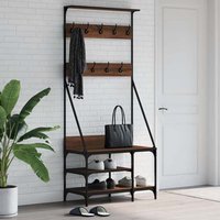 Ironton Wooden Clothes Rack With Shoe Storage In Brown Oak