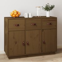 Beyza Pinewood Sideboard With 3 Doors 3 Drawers In Honey Brown