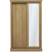 LPD Devon Oak Sliding Door Mirrored Double Wardrobe