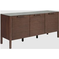 Wilmot Wooden Sideboard And 3 Doors With Marble Glass Top In Walnut